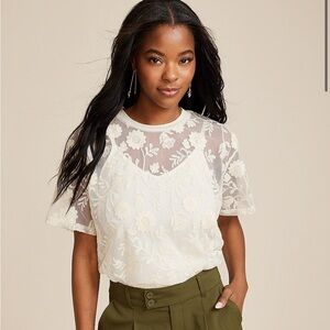 Maurice’s Floral Lace Overlay Tee